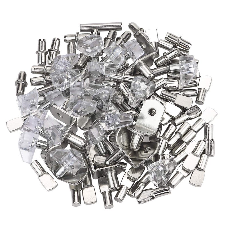 Sutemribor 100PCS Nickel Plated Shelf Bracket Pegs Cabinet Furniture Shelf Pins Support (5 Styles) - Image 2